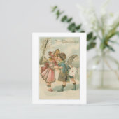 valentijn twee kinder zoenen feestdagenkaart (Staand voorkant)