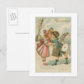 valentijn twee kinder zoenen feestdagenkaart (Voorkant / Achterkant)