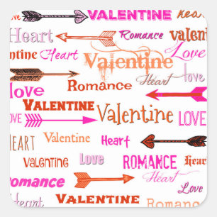 Valentijn Typografie Vierkante Sticker