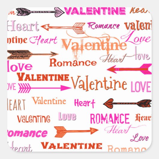 Valentijn Typografie Vierkante Sticker (Voorkant)