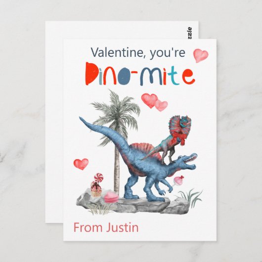 Valentijn U bent Dino-mite Dinosaur Classroom Briefkaart (Voorkant / Achterkant)