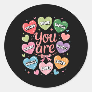Valentijn U bent geliefd waardig genoeg Snoep hart Ronde Sticker