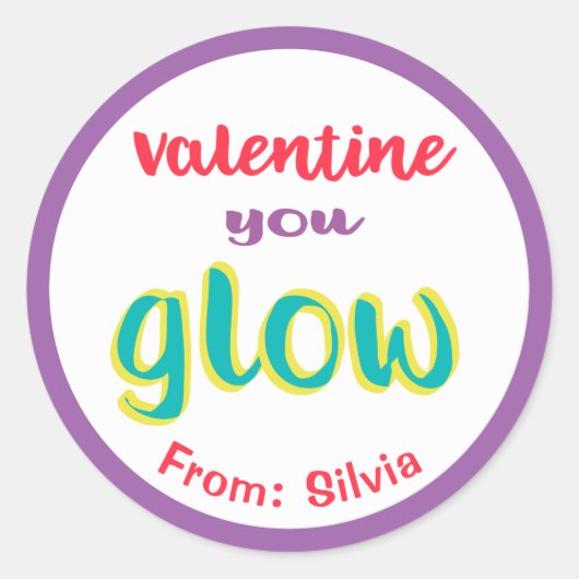 Valentijn U Glow Glow Stick Funny Kinder Custom Ronde Sticker (Voorkant)