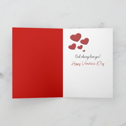 Valentijn uil met hartballon kaart (Binnen)