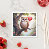 Valentijn uil met rode hartballon servet (Insitu)