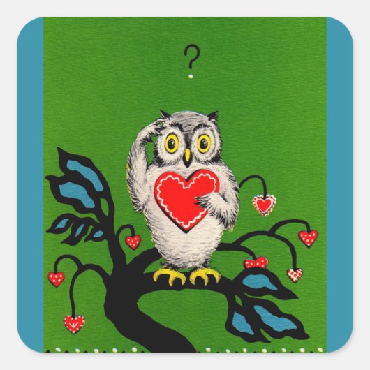 Valentijn uil vierkante sticker (Voorkant)