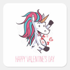 Valentijn Unicorn Vierkante Sticker