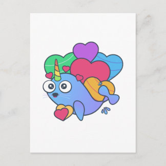 Valentijn unicorn walvis hier om van je te houden briefkaart