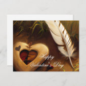 Valentijn van bijtende harten en veren feestdagenkaart (Voorkant / Achterkant)