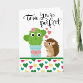 Valentijn van Cute Hedégels | Cactus Je bent perfe Feestdagen Kaart (Voorkant)