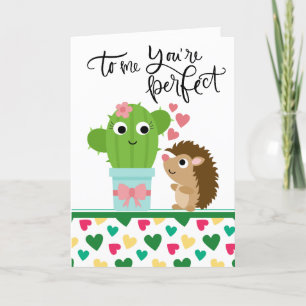 Valentijn van Cute Hedégels   Cactus Je bent perfe Feestdagen Kaart