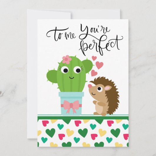 Valentijn van Cute Hedégels | Cactus Je bent perfe Feestdagenkaart (Voorkant)