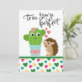 Valentijn van Cute Hedégels | Cactus Je bent perfe Feestdagenkaart (Staand voorkant)