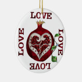 Valentijn van de hartslag van Pomegranaat Keramisch Ornament (Rechts)