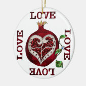 Valentijn van de hartslag van Pomegranaat Keramisch Ornament (Links)