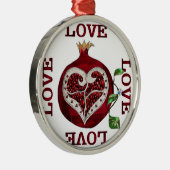 Valentijn van de hartslag van Pomegranaat Metalen Ornament (Rechts)