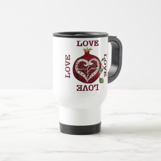 Valentijn van de hartslag van Pomegranaat Reisbeker (Voorkant rechts)