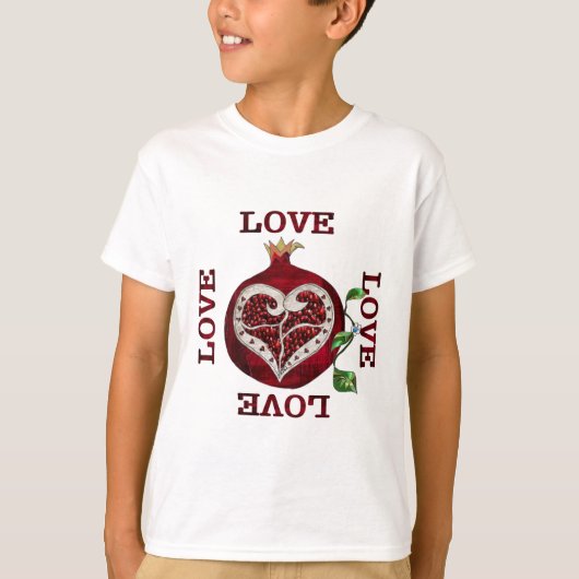 Valentijn van de hartslag van Pomegranaat T-shirt (Voorkant)
