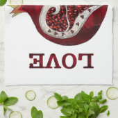 Valentijn van de hartslag van Pomegranaat Theedoek (Gevouwen)