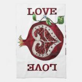 Valentijn van de hartslag van Pomegranaat Theedoek (Verticaal)