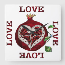 Valentijn van de hartslag van Pomegranaat Vierkante Klok