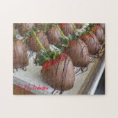 Valentijn van door chocolade gedekte aardbeien legpuzzel (Horizontaal)