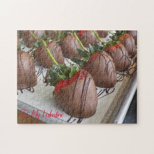 Valentijn van door chocolade gedekte aardbeien legpuzzel (Horizontaal)