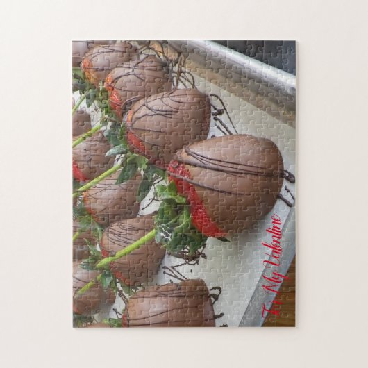 Valentijn van door chocolade gedekte aardbeien legpuzzel (Verticaal)