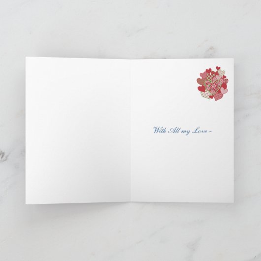 Valentijn, van hart tot hart, hart en Rozen Feestdagen Kaart (Binnen)