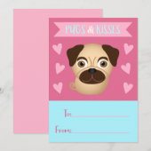 Valentijn van het Kind Pugs en Kisses Feestdagenkaart (Voorkant / Achterkant)