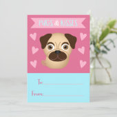 Valentijn van het Kind Pugs en Kisses Feestdagenkaart (Staand voorkant)