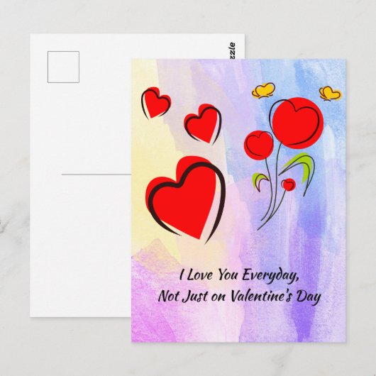 Valentijn van het rode hart briefkaart (Voorkant / Achterkant)
