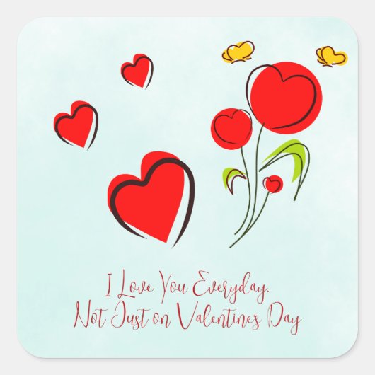 Valentijn van het rode hart vierkante sticker (Voorkant)