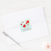 Valentijn van het rode hart vierkante sticker (Envelop)