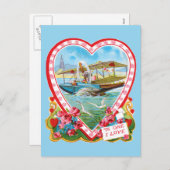 Valentijn van het watervliegtuig feestdagenkaart (Voorkant / Achterkant)