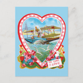 Valentijn van het watervliegtuig feestdagenkaart