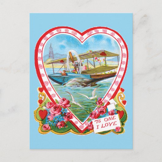 Valentijn van het watervliegtuig feestdagenkaart (Voorkant)