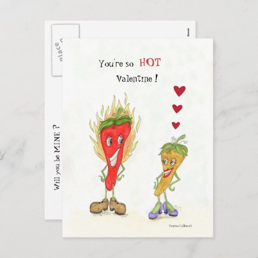 Valentijn van hete peper feestdagenkaart (Voorkant / Achterkant)