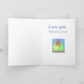 Valentijn van kleurrijke Tortelduifjes Feestdagen Kaart (Binnen)