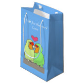 Valentijn van kleurrijke Tortelduifjes Klein Cadeauzakje (Voorkant Gekanteld)