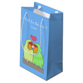 Valentijn van kleurrijke Tortelduifjes Klein Cadeauzakje (Achterkant Gekanteld)