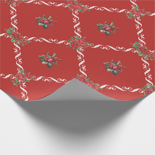 Valentijn van rode Floral en twitteraars Cadeaupapier (Hoek)