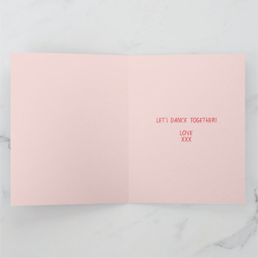 Valentijn van schattige roze en rode dansers kaart (Binnen)