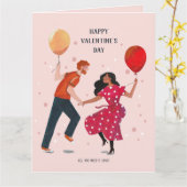 Valentijn van schattige roze en rode dansers kaart (Gele Bloem)