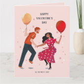 Valentijn van schattige roze en rode dansers kaart (Voorkant)