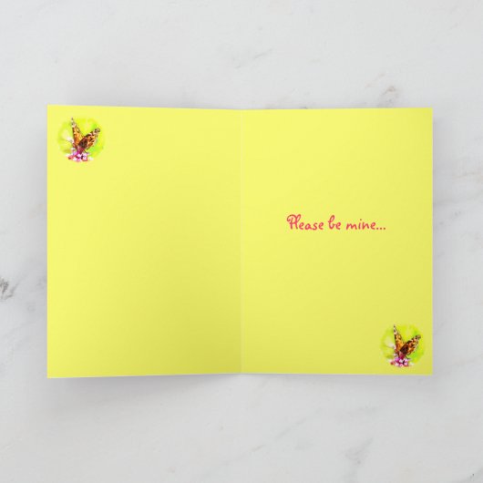 Valentijn van vlinder feestdagen kaart (Binnen)