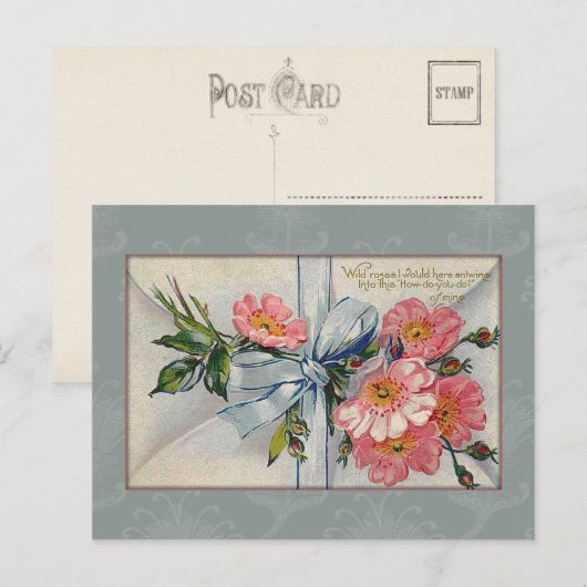 Valentijn van wilde Rozen Feestdagenkaart (Voorkant / Achterkant)