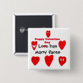 VALENTIJN VEELVOUDIGE FEITEN VAN VERLIES VIERKANTE BUTTON 5,1 CM (Voorkant /achterkant)