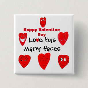 VALENTIJN VEELVOUDIGE FEITEN VAN VERLIES VIERKANTE BUTTON 5,1 CM