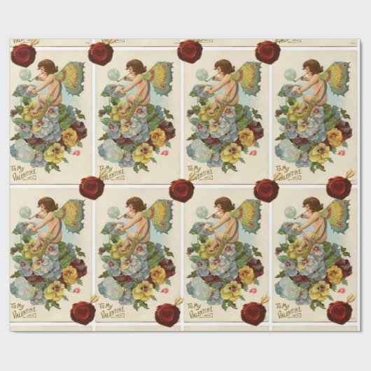 VALENTIJN VEILIG BLOWENDE BUBBELS, PANSIES, WAX SE CADEAUPAPIER (Vlak)